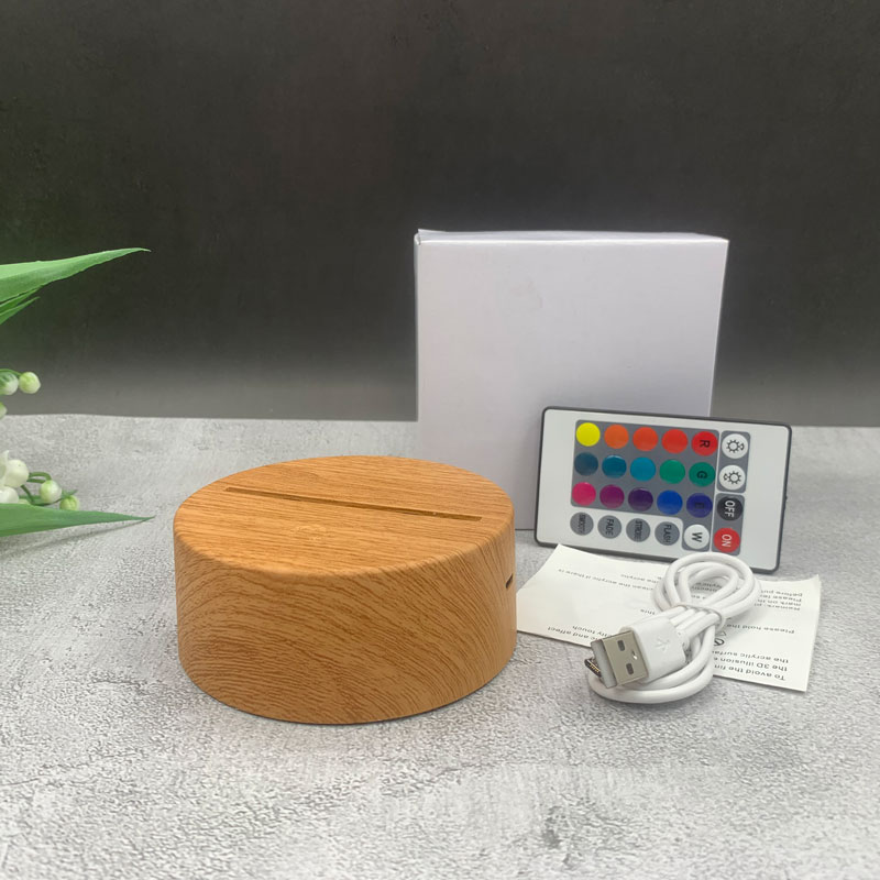 16 color wooden like 3D night light base
